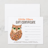 Vorlage für Owl Fashion Business Geschenkgutschein (Vorne/Hinten)