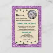 Vorlage für personalisierte Dog Cards für den Hand Telefonnummerkarte (Rückseite)