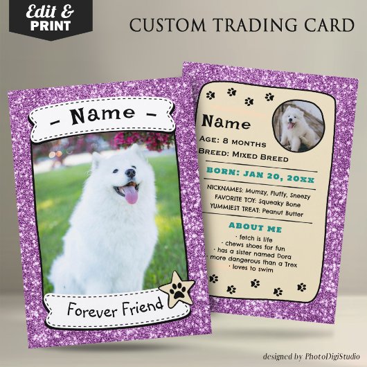 Vorlage für personalisierte Dog Cards für den Hand Telefonnummerkarte