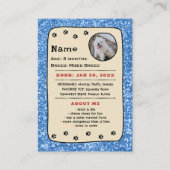 Vorlage für personalisierte Dog Cards für den Hand Telefonnummerkarte (Rückseite)