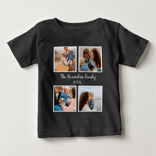 Vorlage für personalisierte Gruppe 4 Foto-Collage Baby T-shirt (Vorderseite)