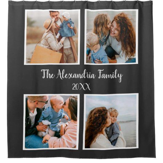 Vorlage für personalisierte Gruppe 4 Foto-Collage Duschvorhang (Vorderseite)