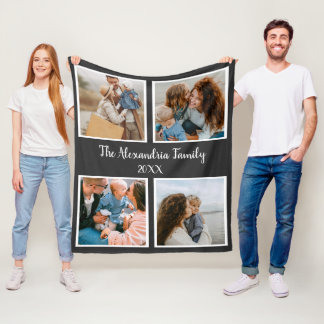 Vorlage für personalisierte Gruppe 4 Foto-Collage Fleecedecke