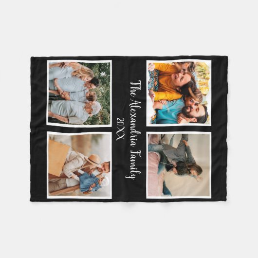 Vorlage für personalisierte Gruppe 4 Foto-Collage Fleecedecke (Vorderseite (Horizontal))
