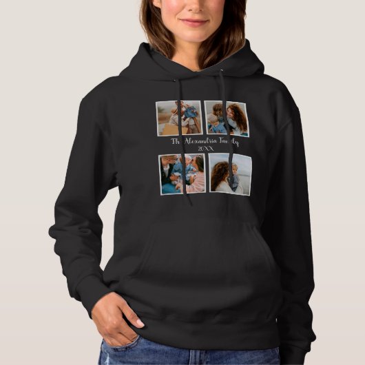 Vorlage für personalisierte Gruppe 4 Foto-Collage Hoodie (Vorderseite)