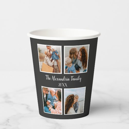 Vorlage für personalisierte Gruppe 4 Foto-Collage Pappbecher (Vorderseite)