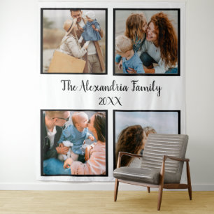 Vorlage für personalisierte Gruppe 4 Foto-Collage Wandteppich