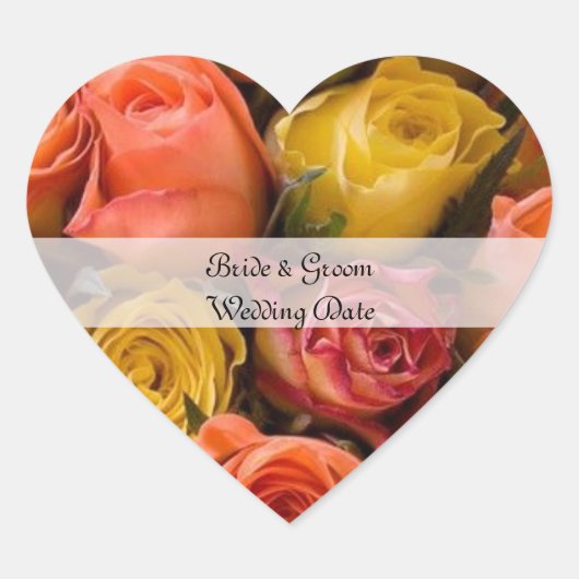Vorlage für personalisierte Herz-Hochzeitsticker Herz-Aufkleber (Vorderseite)