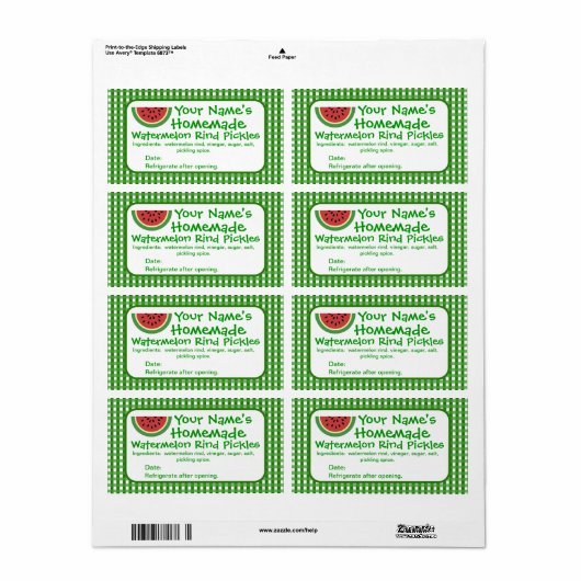 Vorlage für personalisierte Watermelon-Pickle-Jar- (Vorne)