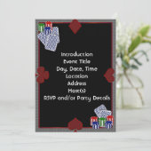 Vorlage für Poker-Party Einladungen (Stehend Vorderseite)