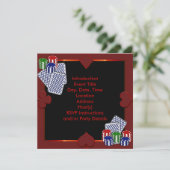 Vorlage für Poker-Party Einladungen (Stehend Vorderseite)