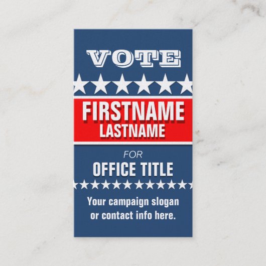 Vorlage für politische Kampagnen Visitenkarte (Vorderseite)