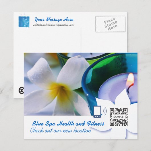 Vorlage für Postkarten Blue Wellness-Center (Vorne/Hinten)