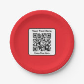 Vorlage für QR-Code mit bearbeitbarem Text Pappteller (Vorderseite)