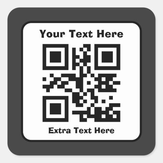 Vorlage für QR-Code mit bearbeitbarem Text Quadratischer Aufkleber (Vorderseite)