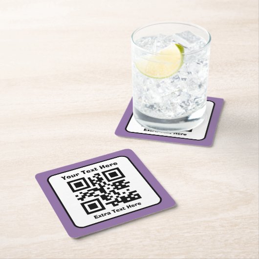 Vorlage für QR-Code mit bearbeitbarem Text Rechteckiger Pappuntersetzer (Vor Ort)