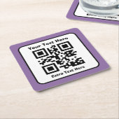 Vorlage für QR-Code mit bearbeitbarem Text Rechteckiger Pappuntersetzer (angewinkelt)