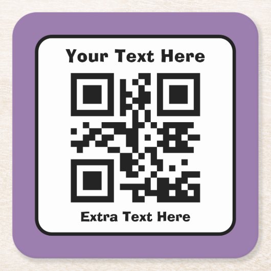 Vorlage für QR-Code mit bearbeitbarem Text Rechteckiger Pappuntersetzer (Vorderseite)
