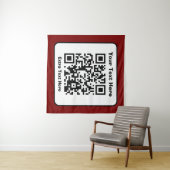 Vorlage für QR-Code mit bearbeitbarem Text Wandteppich (Beispiel (Horizontal))