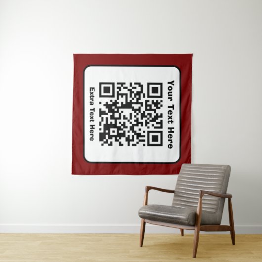 Vorlage für QR-Code mit bearbeitbarem Text Wandteppich (Beispiel (Horizontal))