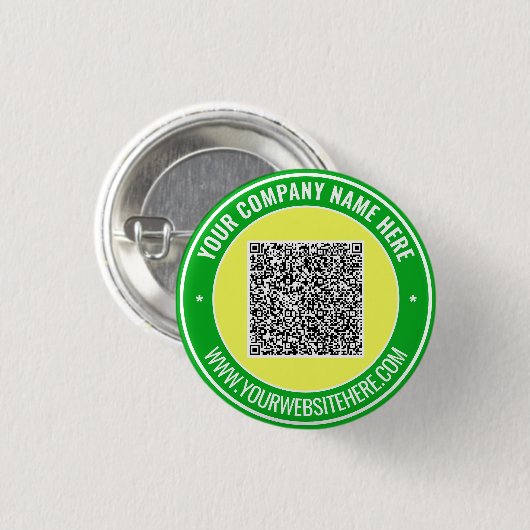 Vorlage für QR-Code und Text-Werbefläche Button (Vorne & Hinten)