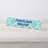 Vorlage für Quatrefolie Aquamarin blauer Weißname Schreibtischnamensplakette (Vorderseite )