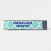 Vorlage für Quatrefolie Aquamarin blauer Weißname Schreibtischnamensplakette (Vorderseite )