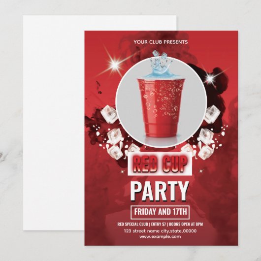 Vorlage für Red Cup Party Flyer | Editable Einladu (Vorne/Hinten)