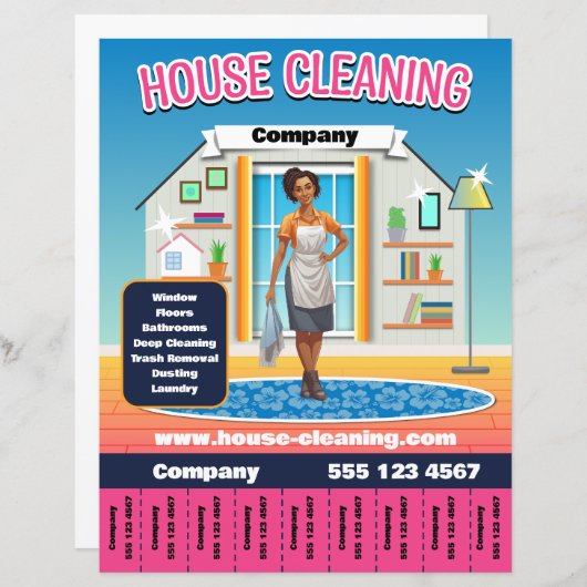 Vorlage für Reinigungsdienste im Haus rosa (Vorne/Hinten)