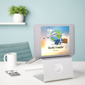 Vorlage für Reisende, Text hinzufügen, Aufkleber (Laptop auf Schreibtisch)