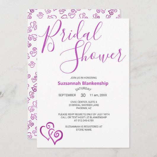 Vorlage für rosa gebundene Herz-Brautparty (Vorne/Hinten)