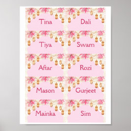 Vorlage für rosa Platzkarten Poster