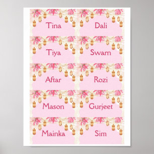 Vorlage für rosa Platzkarten Poster