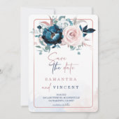 Vorlage für Rose, Gold und Navy Blue Save the Date (Vorderseite)