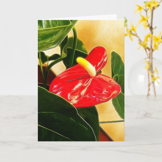 Vorlage für rote Anthurium-Blumenfotografie (Gelbe Blume)