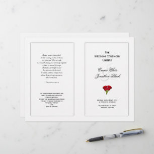 Vorlage für rote Rosen zum Hochzeitsprogramm