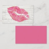 Vorlage für rustikale rosa Lippen-Visitenkarte Visitenkarte (Vorne/Hinten)