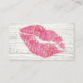 Vorlage für rustikale rosa Lippen-Visitenkarte Visitenkarte (Vorderseite)