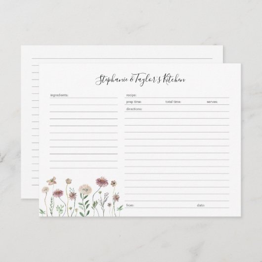 Vorlage für rustikale Wildblumen mit bearbeitbarer (Vorne/Hinten)