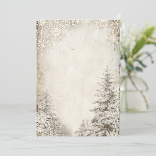 Vorlage für rustikale Winterbaum-Einladung | VINTA (Stehend Vorderseite)