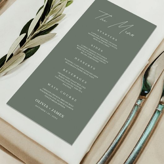 Vorlage für Sage Boho Wedding Menu Cards