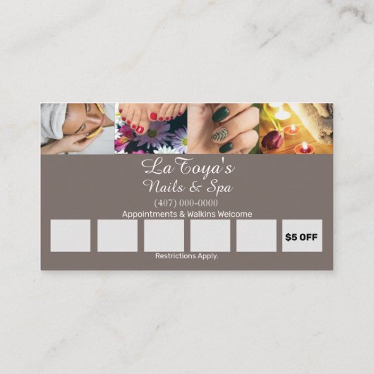 Vorlage für Salon/Wellness-Center/Nägel-Treuekarte Visitenkarte (Rückseite)