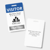 Vorlage für saubere blaue weiße Besucher 2 Logos Ausweis (Vorder- & Rückseite)
