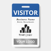 Vorlage für saubere blaue weiße Besucher 2 Logos Ausweis (Vorderseite)