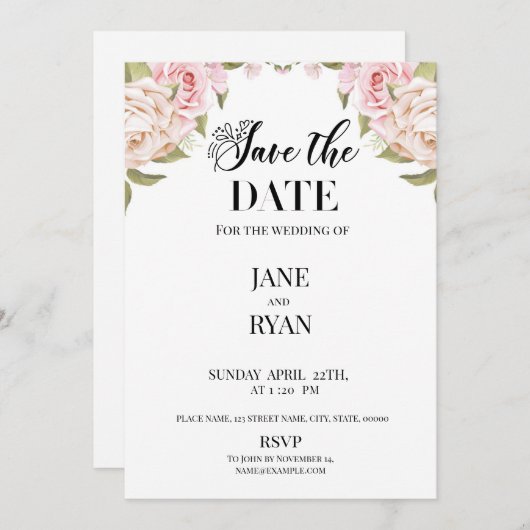 Vorlage für Save the Date (Vorne/Hinten)