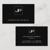 Vorlage für Schwarz-weiße Monogramme Visitenkarte (Vorne/Hinten)