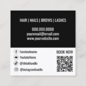 Vorlage für Schwarz-weiße Qr-Code-Sozialprogramme Quadratische Visitenkarte (Rückseite)