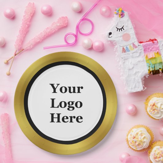 Vorlage für Schwarz-weiße und goldene Logos Pappteller (Party)