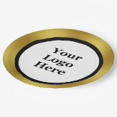 Vorlage für Schwarz-weiße und goldene Logos Pappteller (Schrägansicht)