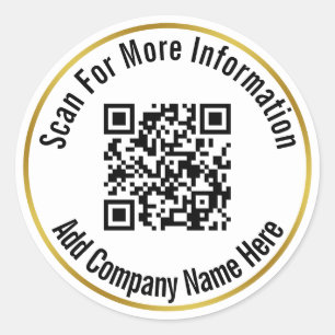 Vorlage für Schwarz-weißen Gold QR-Code Runder Aufkleber